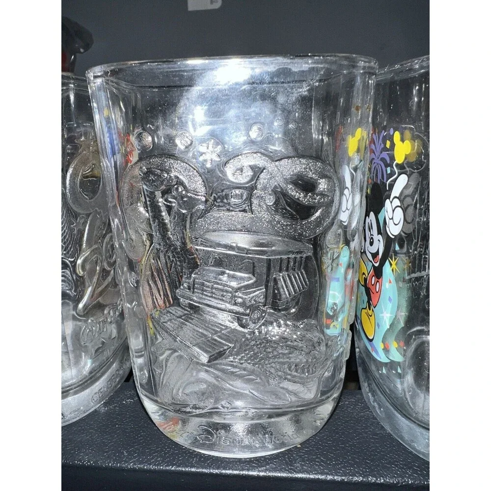 Walt Disney McDonalds 2000 All 4 Square Glasses Tumblers Complete Parks Vintage